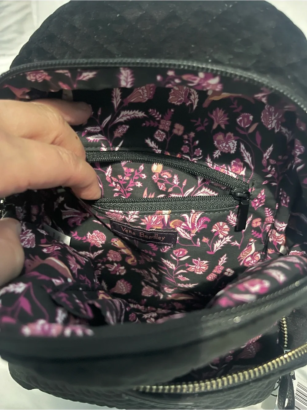 Vera Bradley Iconic Black Quilted Mini Backpack NWT - Picture 5 of 7